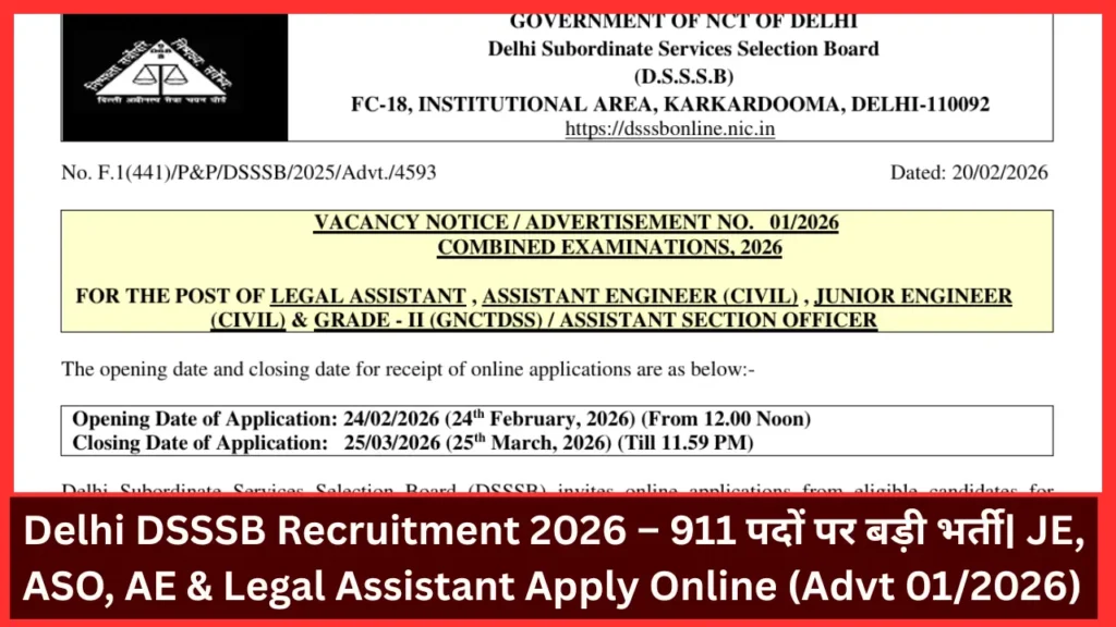 Delhi DSSSB Recruitment 2026