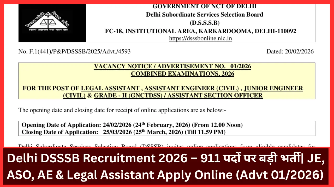 Delhi DSSSB Recruitment 2026
